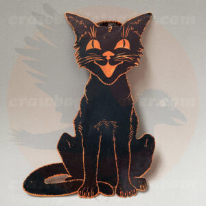 Cat, Black with Orange Outline, 8.5" Height: 2