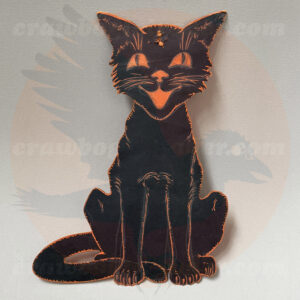 Cat, Black with Orange Outline, 8.5" Height: 1